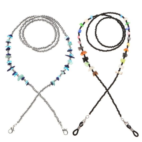 

sunglasses frames 1 pcs crystal beaded chains non-slip eyeglass chain strap holder cord mask lanyard natural necklace for women, Silver