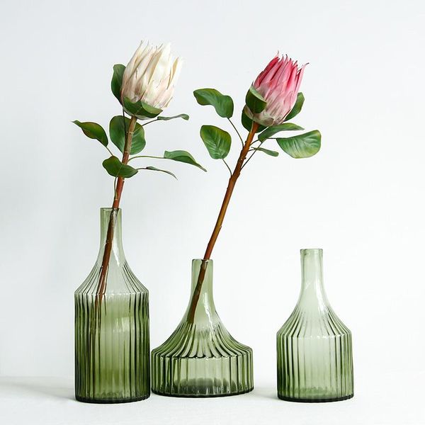 

vases nordic style green thick fine wine bottle type glass vase living room tv cabinet ornaments