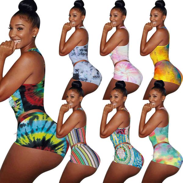 

women tracksuits sport suits designers clothes 2021 spring and summer home wear printed vest sports shorts set jogger sweat, Gray