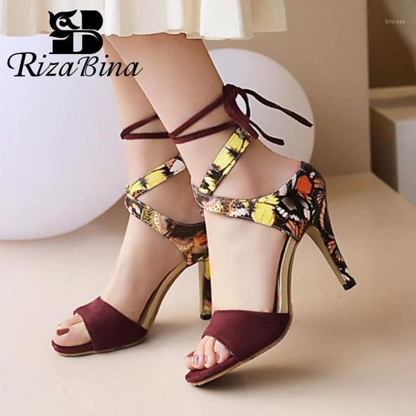 

sandals rizabina size 34-43 women strap high heel summer shoes woman flower fashion party office lady daily footwear1, Black