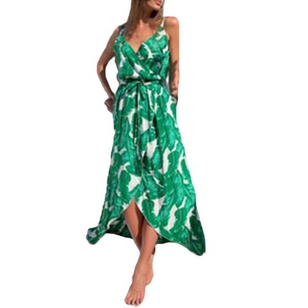 

sleeveless print boho dress bandage v neck beach summer club party long maxi dresses 2021 women sundress women's swimwear, White;black