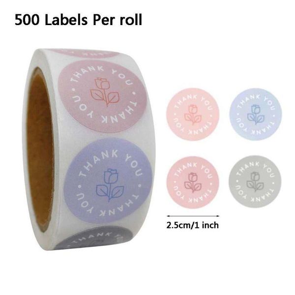 

gift wrap 500pcs/roll 1inch rose thank you sticker seal labels for baking packages handmade scrapbooking decoration stationery 264d