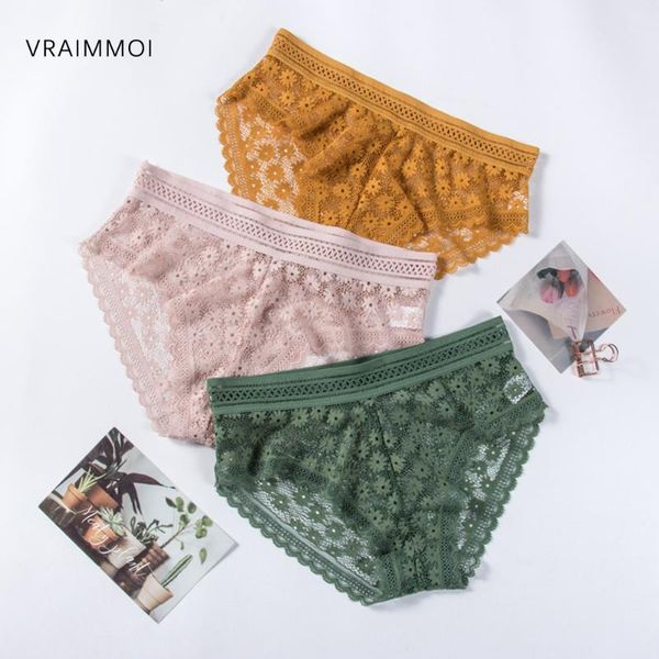 

women's lace briefs hollow beauty flowers pants retro french style underwear high-elastic  panty panties, Black;pink