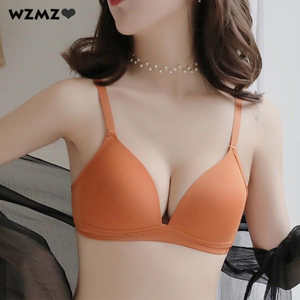 

bras seamless for women push up bra no rims brassiere a b c triangle cup thin breathable underwear lingerie deep v bralette, Red;black