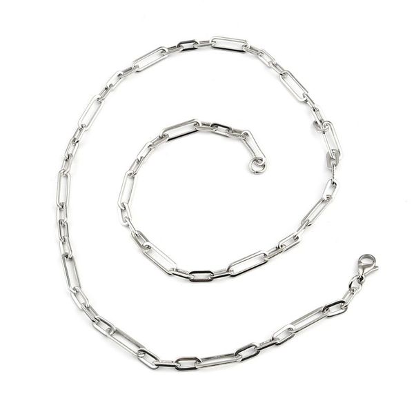 

chains fashion stainless steel necklace gold color long for men women jewelry gift couple collar 50cm(19 5/8") 1pcs, Silver