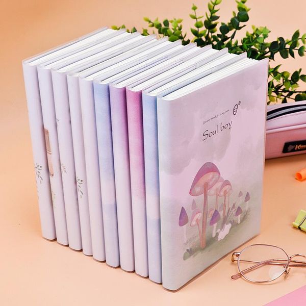 

4/8pcs a5 plastic sleeve notebook thickened diary student horizontal grid office simple stationery notepads, Purple;pink