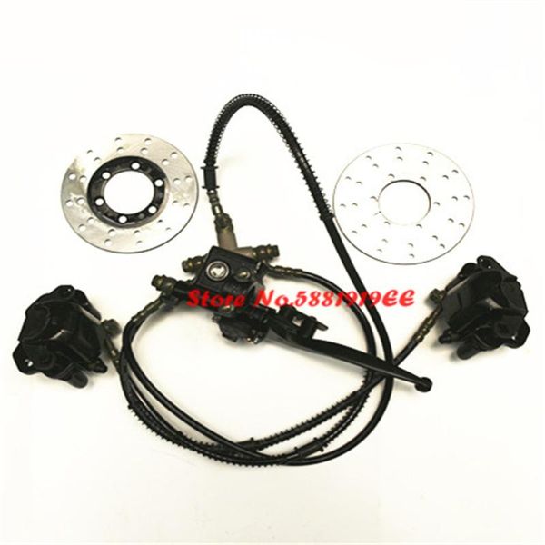 

motorcycle brakes 1set 2 in 1 front handle lever hydraulic disc brake 130mm fit for atv 350cc 200cc 250cc bike go kart buggy scooter parts
