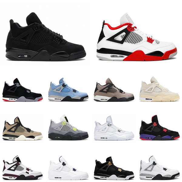 

black cat jumpman 4 basketball shoes men women 4s fire red white oreo cool grey mens trainer sports sneakers, White;red