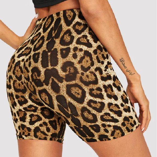 

fashion leopard print casual womens shorts snake fitness high waist biker femme, White;black