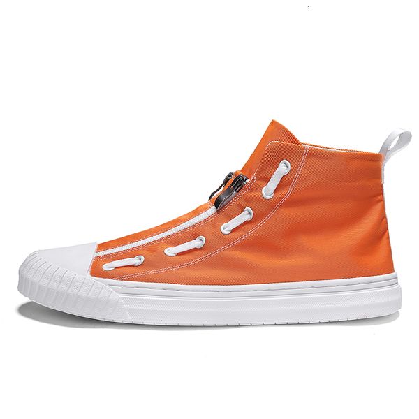

dress shoes men brand canvas sneakers black orange walking mid-zipper casual good quality youth amg5