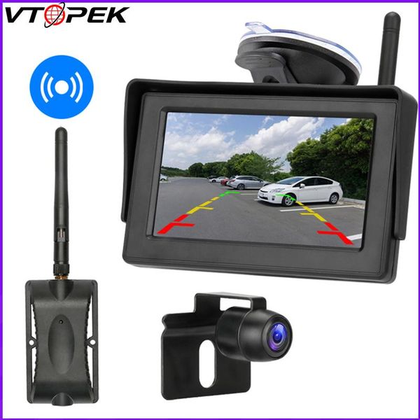 

car rear view cameras& parking sensors vk 4.3 inch wireless backup camera kit reverse monitor night vision waterproof cam guide lines
