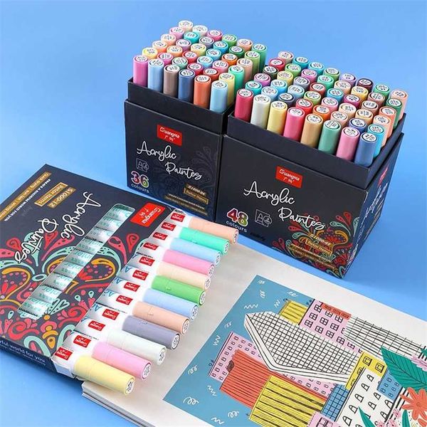 Morandi Acrylic Paint Marker Pen для камней, рок-рок, пластиковый, керамический, стекло, металл, холст. На водной основе, художественные материалы 211104