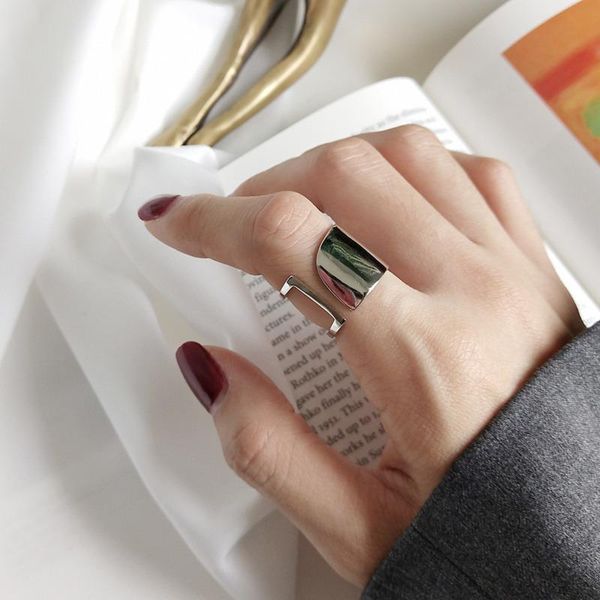 

cluster rings 925 sterling silver ring female's korean resizable anillos de plata ley mujer party pierscionki fashion jewelry, Golden;silver