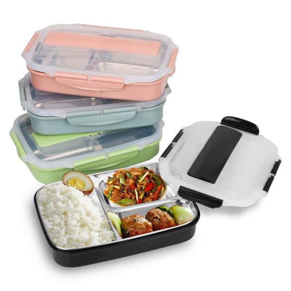 

dinnerware sets lunch box container stainless steel microwave heating picnic office school cutlery bento large-capacity
