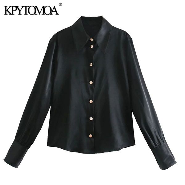 

women fashion with metal button croxy blouses vintage lapel collar long sleeve female shirts blusas chic 210420, White