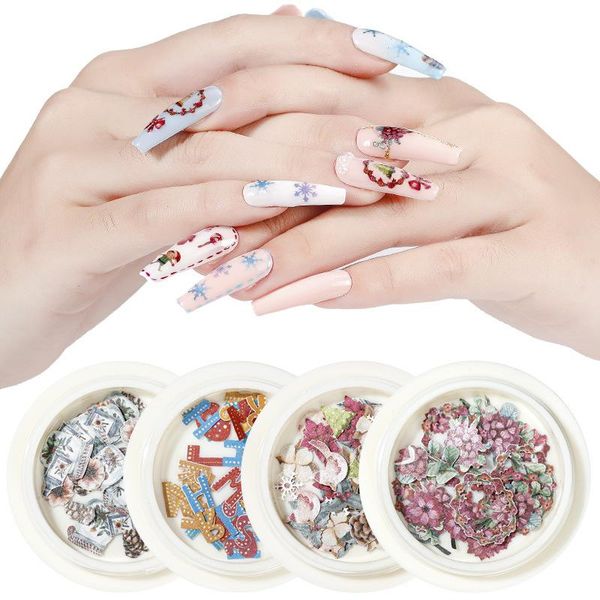 

nail art decorations christmas wood pulp chip socks bell wreath pure manual three-dimensional supplies, Silver;gold
