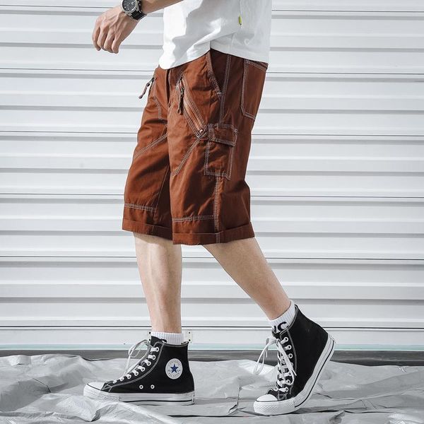 

summer men's clothing six-point pants casual loose overalls shorts solid color straight sports beach style, White;black