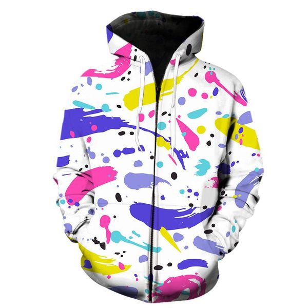 

men's hoodies & sweatshirts fashion zipper abstract graffiti art 3d print men women casual hoodie harajuku hip hop pullover, Black