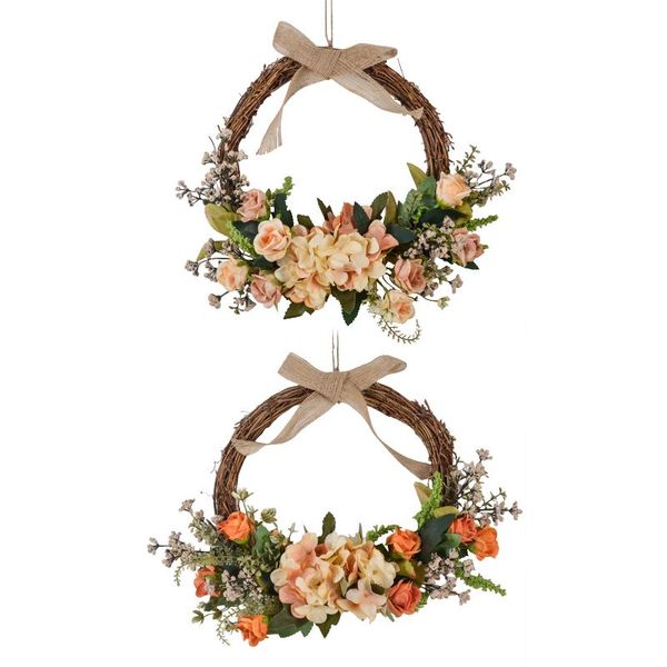 

decorative flowers & wreaths simulation rose garland silk flower ring field pendant door knocker round leaf decoration wedding party hanging