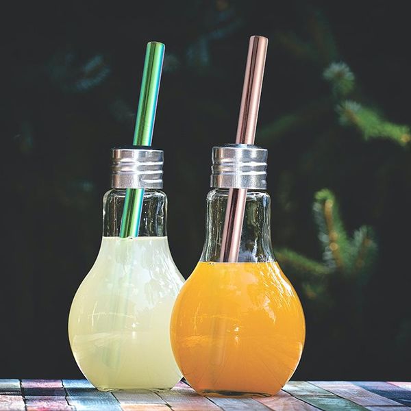 

drinking straws reusable straw set metal 304 stainless steel pearl milkshake bubble tea with cleaner brush