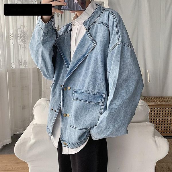 

men denim jackets spring loose harajuku jacket for male korean style autumn handsome blue jean casual size men's, Black;brown