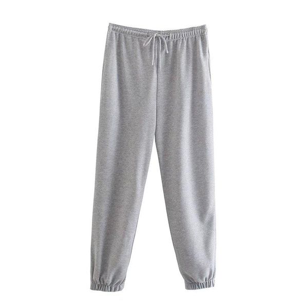 

women's pants & capris unizera 2021 za autumn high waist three color cotton terry girdle versatile knitted casual trend, Black;white