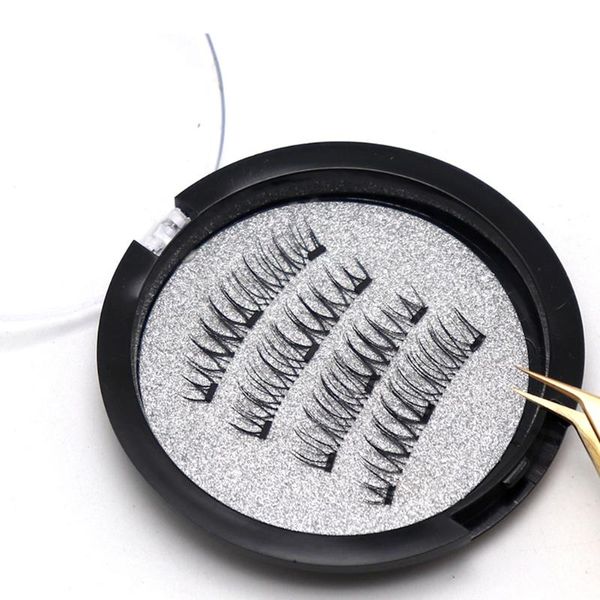 

false eyelashes 4pcs magnetic handmade reusable 6d natural extended long thick fake makeup tool