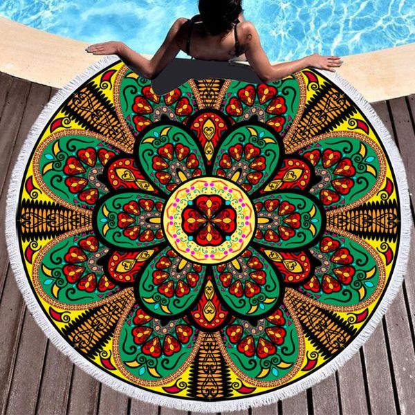 

towel bohemian mandala butterfly microfiber round beach with fringed