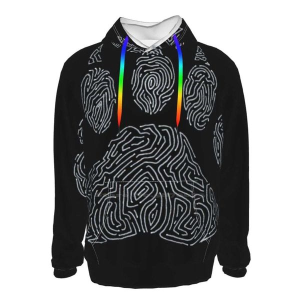 

men's hoodies & sweatshirts bear 3d printed hoodie fashion cartoon footprint black white animal claw wild forest