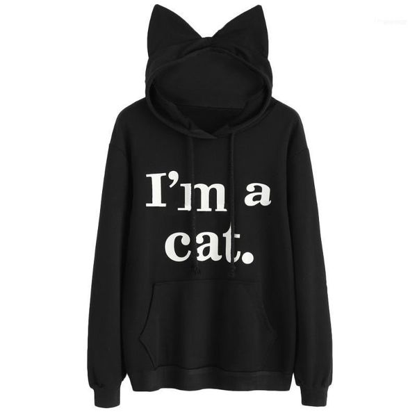 

women embroidery hooded sweatshirt polyester elegant autumn hooeded1, Black