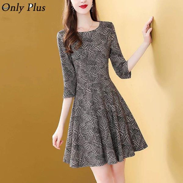 

casual dresses only plus striped floral dress vintage autumn spring boho a-line party for women slim high waist mom holiday knee, Black;gray
