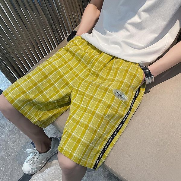 

men's shorts summer thin plaid casual loose size 5 pants, White;black