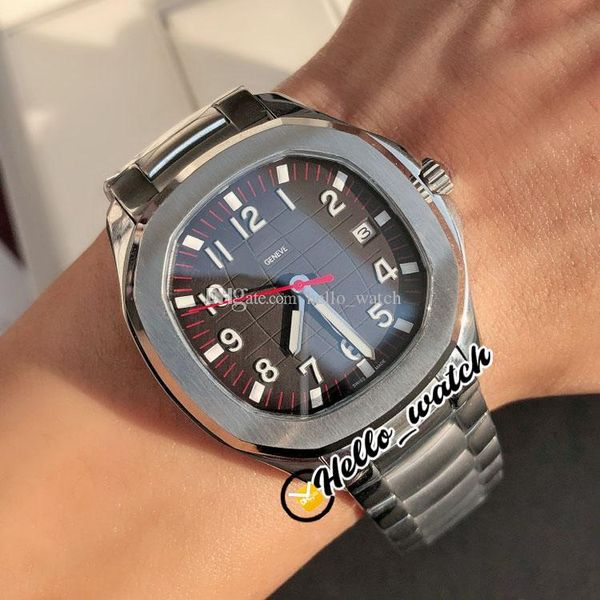 GDF 40mm Tarih 5167A 5167 Spor Saatler Miyota 8215 Otomatik Erkek İzle Gri Dokulu Dial 5167/1 Kırmızı Eller Paslanmaz Çelik Bilezik Saatı Hello_Watch G30b