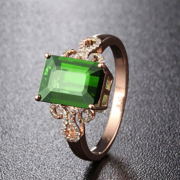 

european and american fashion highend silver ring wholesale womens japanese and korean ring wholesale emerald ring rose gold plated silver