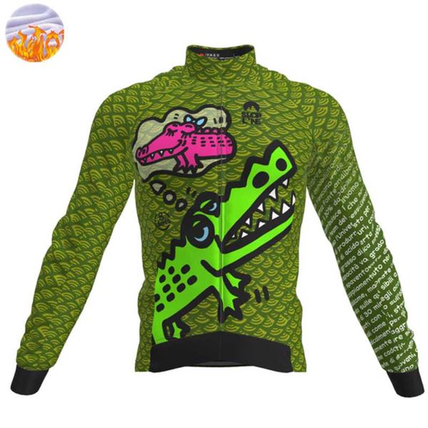 

racing sets shopline men's thermal cycling knit winter fleece long-sleeved knitted jacket outdoor sportswear crocodile print, Black;blue