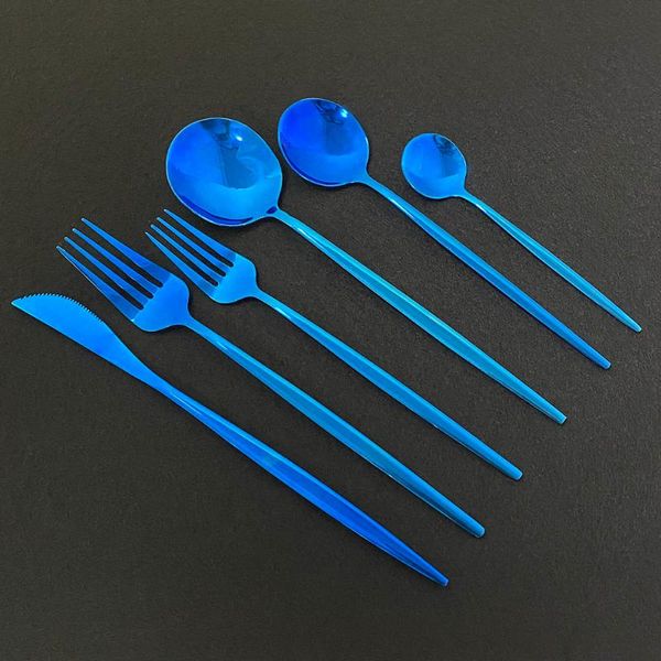 

dinnerware sets 36pcs blue cutlery set knife fork spoon gold stainless steel dinner silverware kitchen flatware tableware