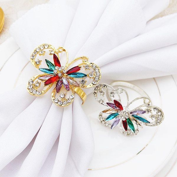 

10pcs el spring color butterfly napkin buckle alloy diamond ring rings