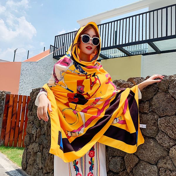 

fashion print large sunscreen shawl women's travel holiday scarf summer gift, Blue;gray