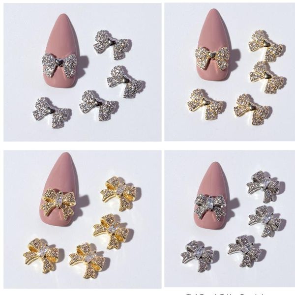 

bowknot nail jewelry tassel pendant zircon diamond super flash net red explosion decoration chain art decorations, Silver;gold