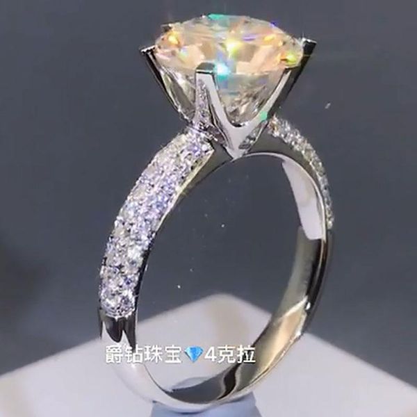 

cluster rings 10k white gold 1 2 3 5 rows round moissanite diamond ring women wedding party anniversary engagement elegant trendy, Golden;silver
