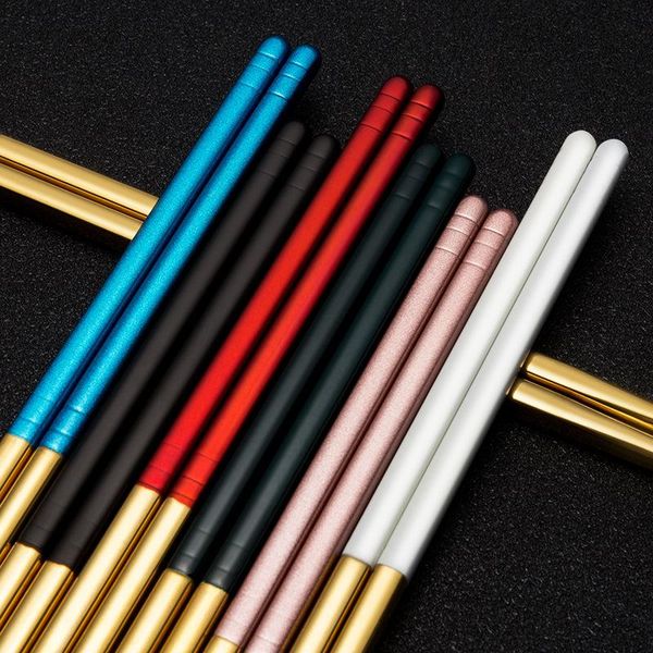 

chopsticks 1pair 23cm stainless steel korean style metal chopstick dessert dinner home tableware kitchen tool portable reusable