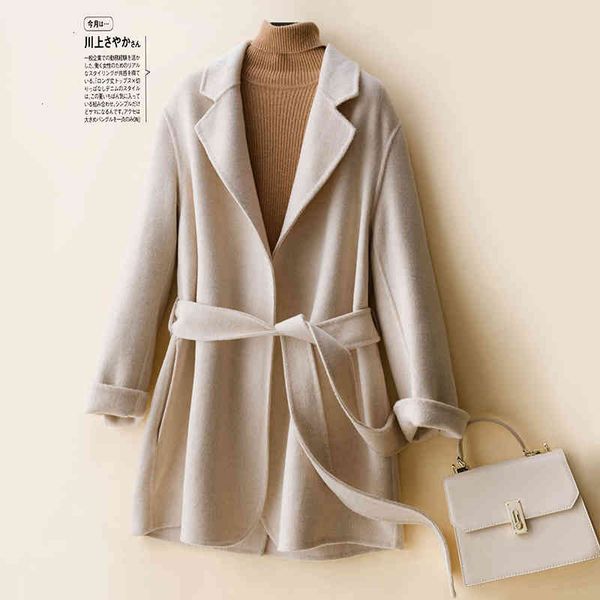 

women's wool & blends thick jacket coats the fashion ladies cardigan warm overcoat women long sleeve 100% merino autumn winter 07nd, Black