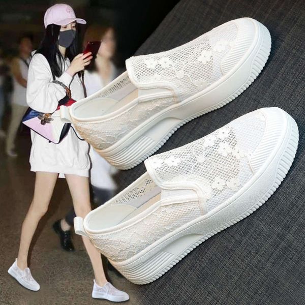 

Casual shoes Thick sole fisherman's shoes women 2021 new summer lace net fashion muffin breathable comfortable round head casual V82P, White
