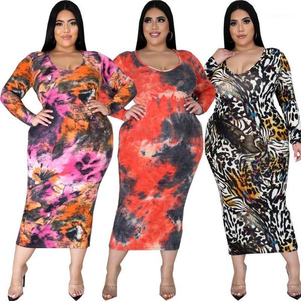 

casual dresses plus size women clothing 5xl slim irregular print stitching zipper round neck straight loose summer wholesale items, Black;gray