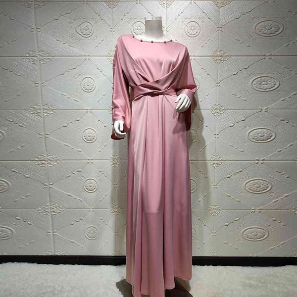 

robe femme hiver 2021 abaya dubai turkey hijab muslim satin dress abayas islam clothing long dresses for women musulman de mode, Red