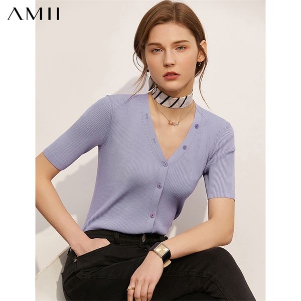 

minimalism spring summer women sweater offical lady solid vneck slim fit short sleeves knitted tshirt female 12170181 210527, White