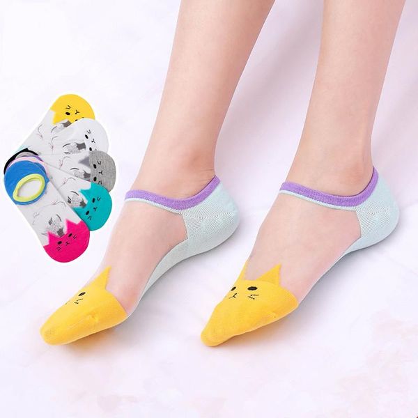 

sports socks 5 pairs women's ankle transparent invisible no show half lace non-slip mesh sheer thin, Black