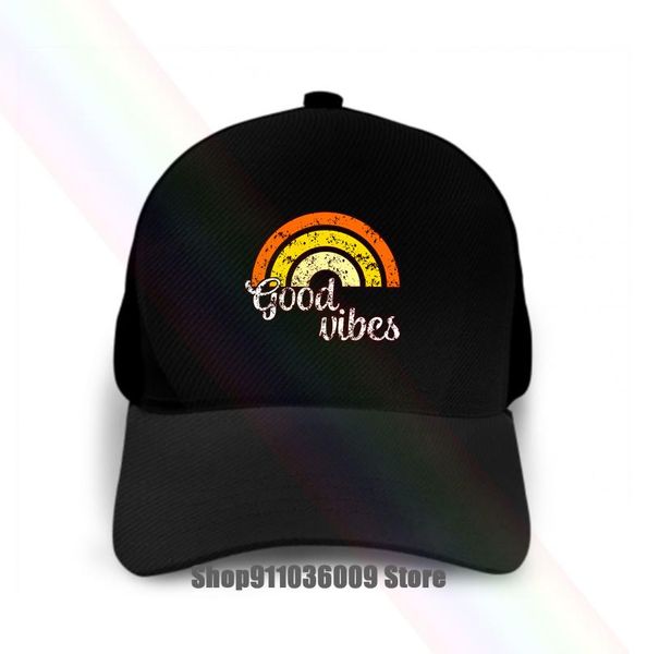 

good vibes rainbow t shirt classic cap hat cycling caps & masks, Black