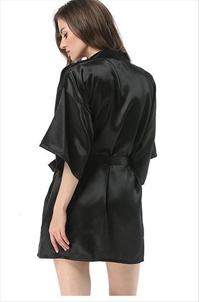 

black chinese faux silk robe women sleepwear bath gown yukata bathrobe solid color s  l xl xxl nb032, Black;red