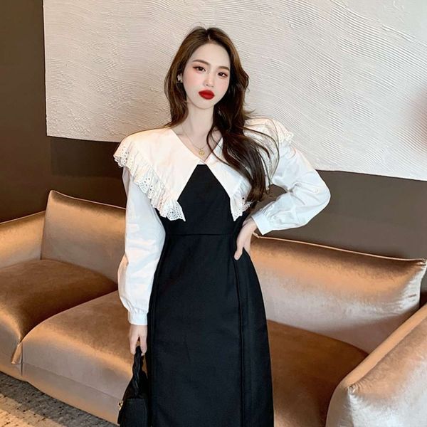 

party dresses baby collar female french gentle wind age reducing temperament shirt cardigan spring loose long sleeve jacket fashion oh2a, White;black